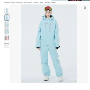 Arctic Queen Women’s one piece Snow Ski Suit Snowboard Jumpsuit Medium blue wht